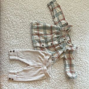 Carter's Plaid Shirt and Cream Pants Set